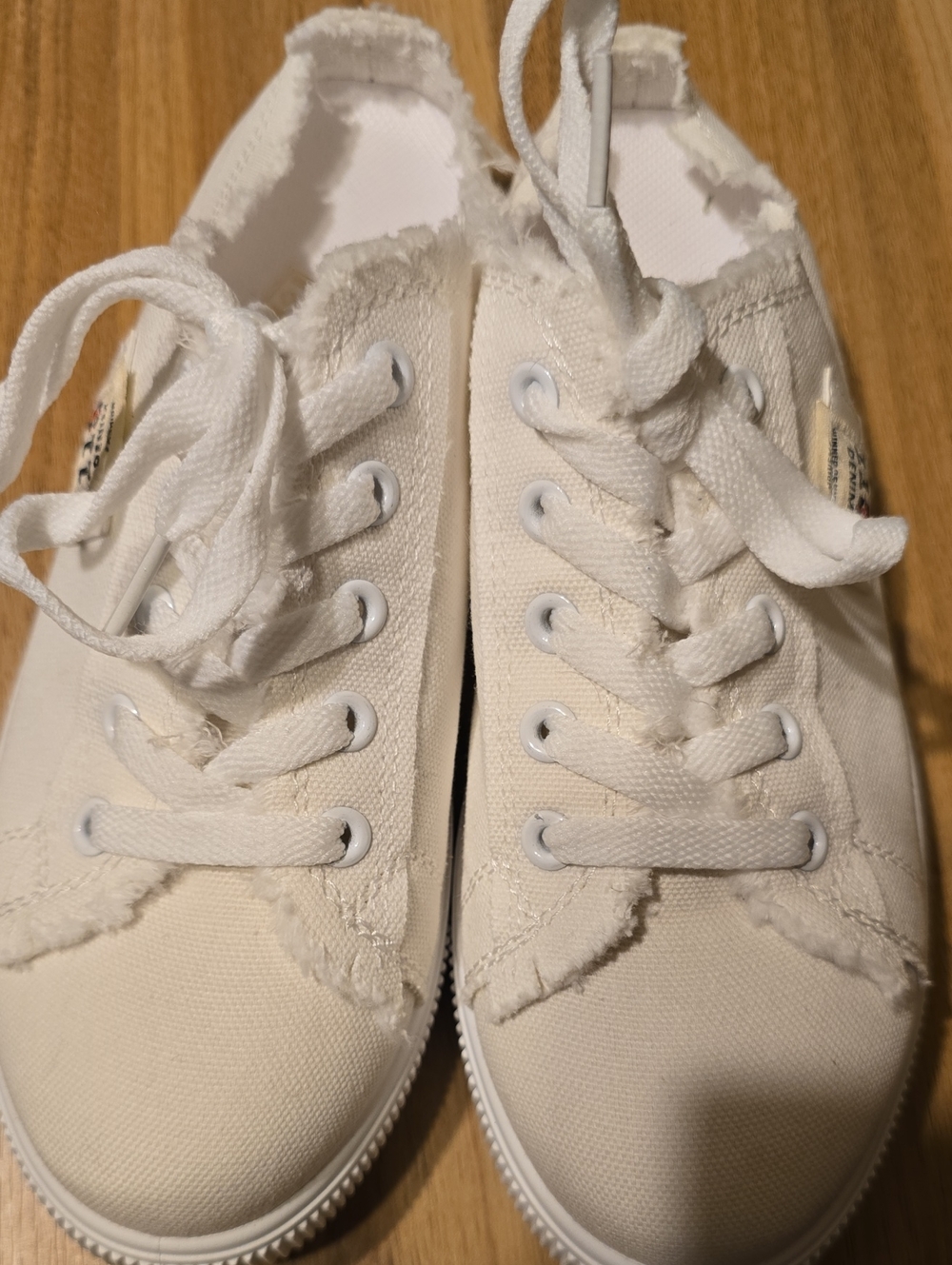 Women's White Canvas Lace-Up Sneakers